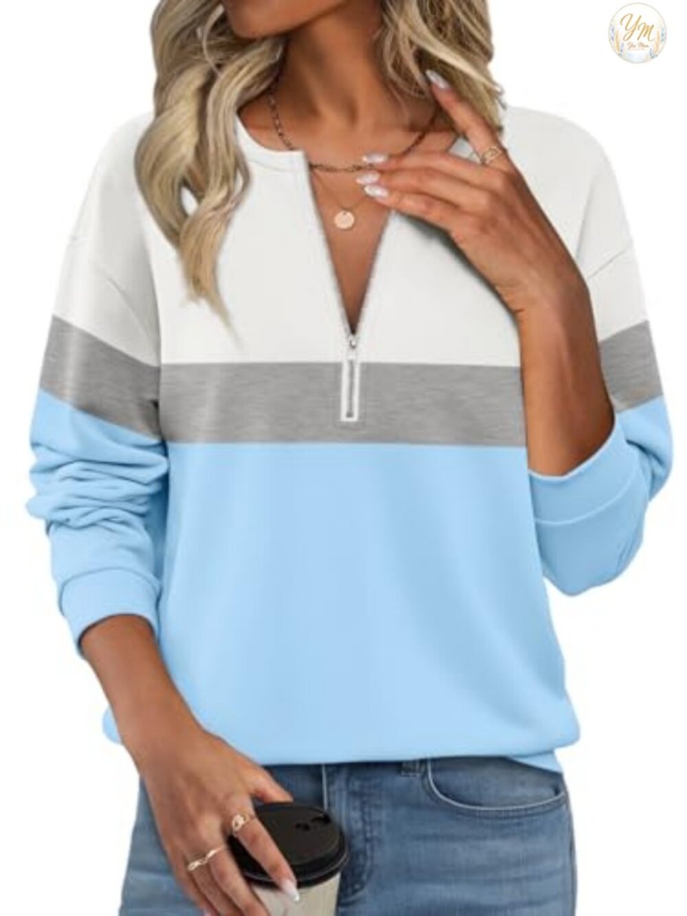 Womens Half Zip Fleece Pullover Sweatshirt Long Sleeve Casual